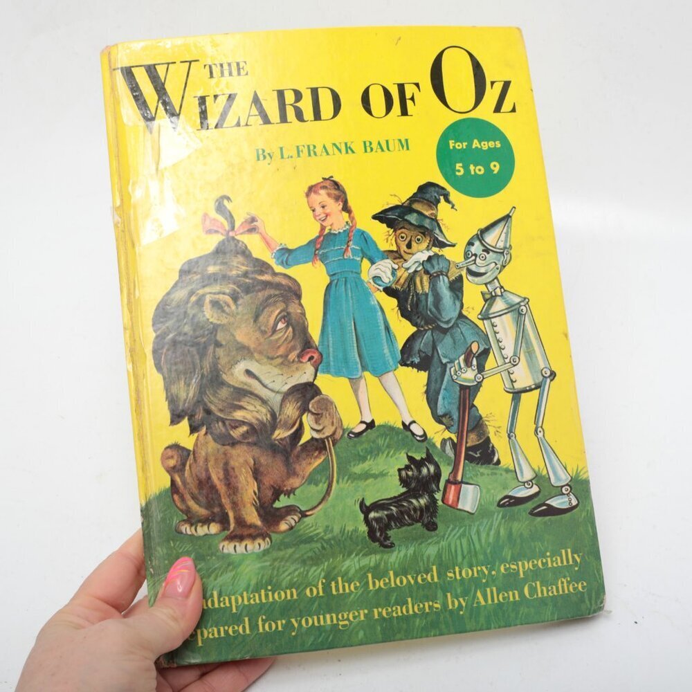 Vintage The Wizard of Oz Hardcover Book L. Frank Baum 1950s Illustrated Colour